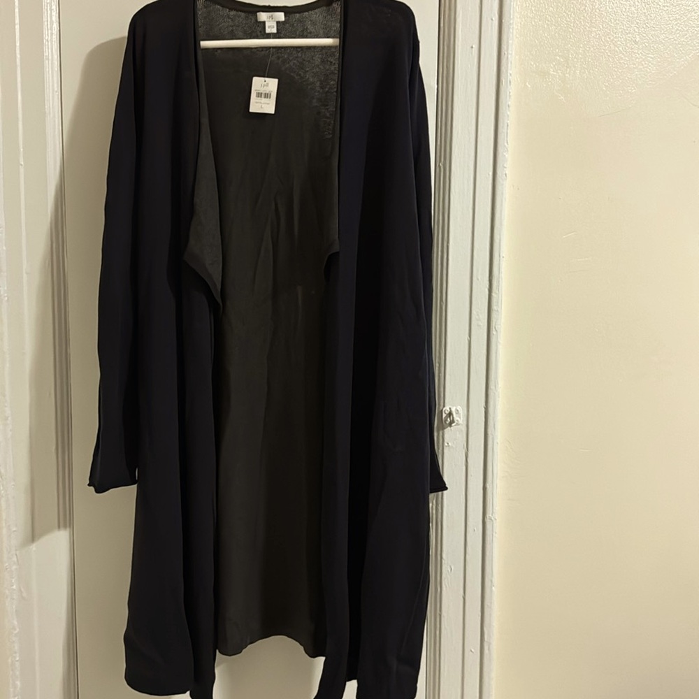 J Jill long duster cardigan  sweater open draping  front size L